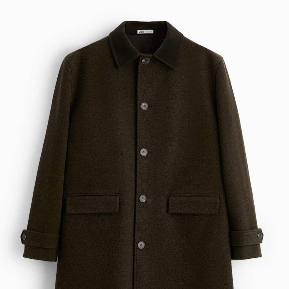 Men's Zara Combination Collar Coat Khaki